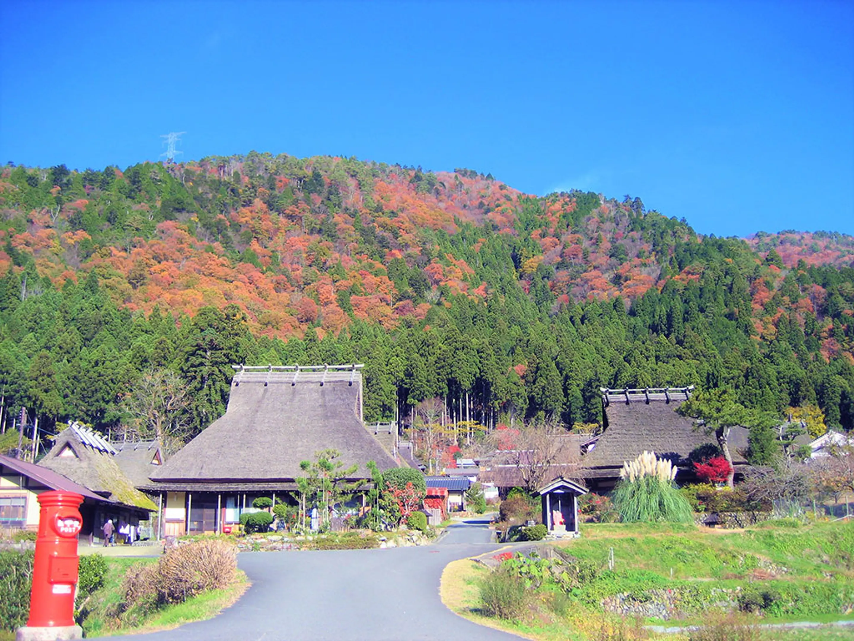 かやぶきの里の紅葉